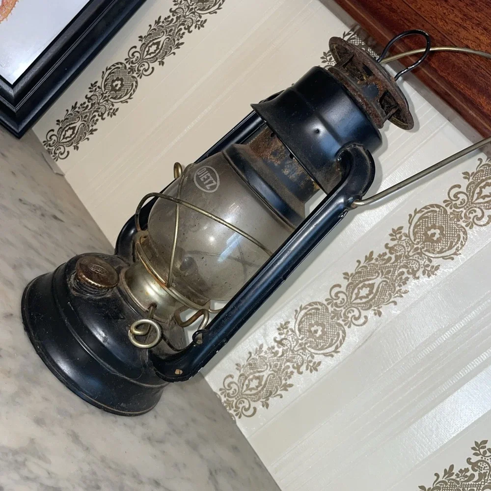 Original‎ Dietz 76 Black Metal Lantern Glass Shade Grid Loss Camping ER Light